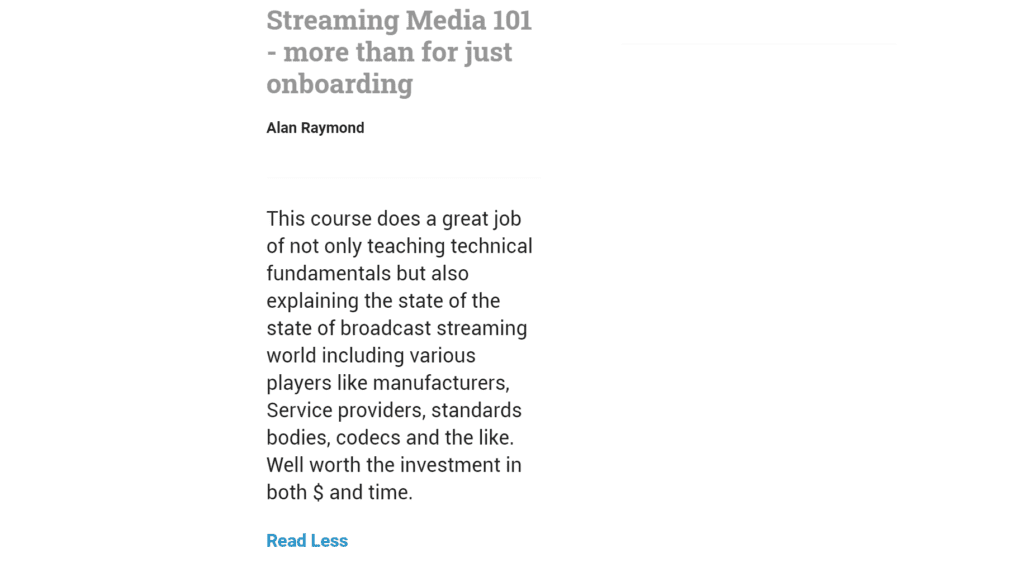 Five Star Review of Streaming Media 101-Technical Onboarding for ...