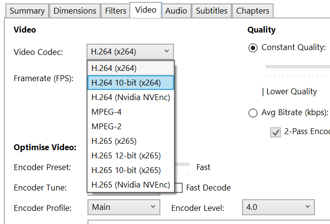 The first step in encoding H.264 is choosing an H.264 codec.