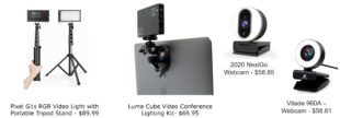 Figure 5.  Products for supplying webcam lighting.