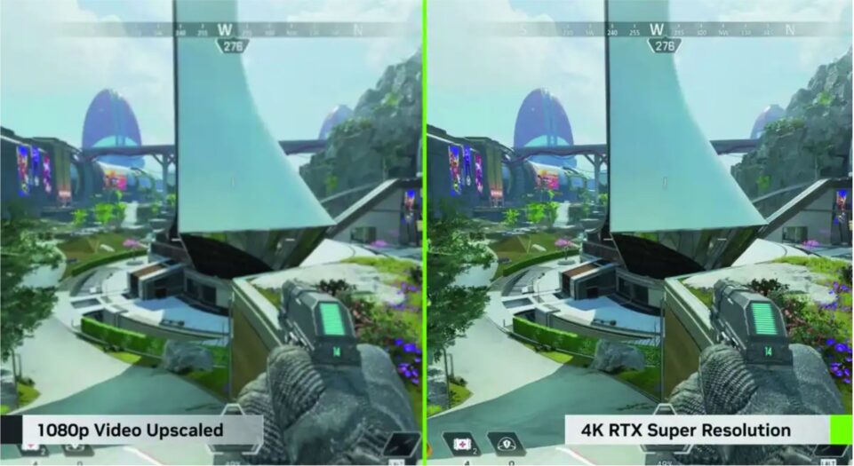 NVIDIA can scale 1080p footage to 4K in real time, enabling responsive game play at high resolution. 